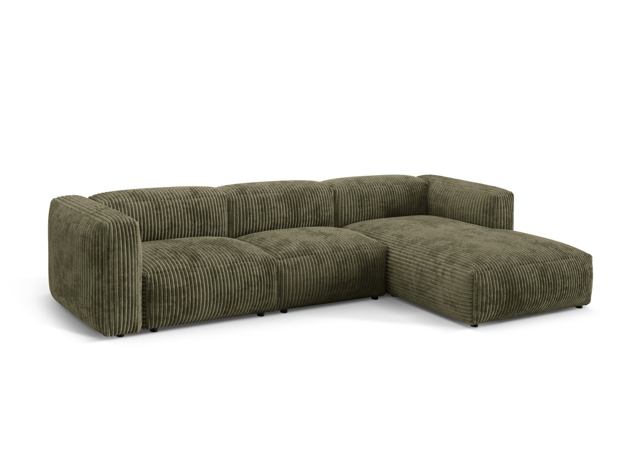 Coltar modular dreapta 3 locuri, Martina-212, Micadoni Home, 332x176x75 cm, velur, verde muschi - 1 | YEO