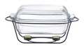 Chafing dish / Vas termorezistent cu incalzitor Saule, Ambition, 5.3 L, otel/sticla, negru/transparent