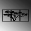 Decoratiune de perete, Acacia Tree, Metal, 50 x 70 cm, 3 piese, Negru