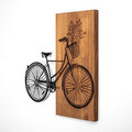 Decoratiune de perete, Historical Floral Bike, Lemn/metal, Dimensiune: 60 x 58 cm, Nuc / Negru