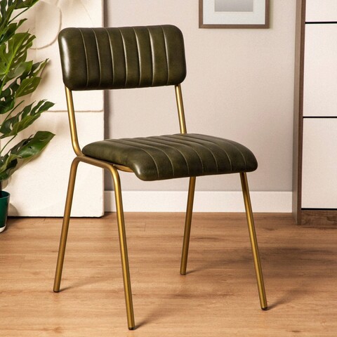 Scaun Lumbar, Homla, 52x46x78 cm, piele, verde/auriu