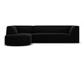 Coltar stanga 4 locuri, Ruby, Micadoni Home, BL, forma rotunjita, 273x180x69 cm, catifea, negru