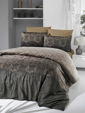 Lenjerie de pat pentru o persoana Single XL (DE), Pandora - Brown, Victoria, Bumbac Satinat