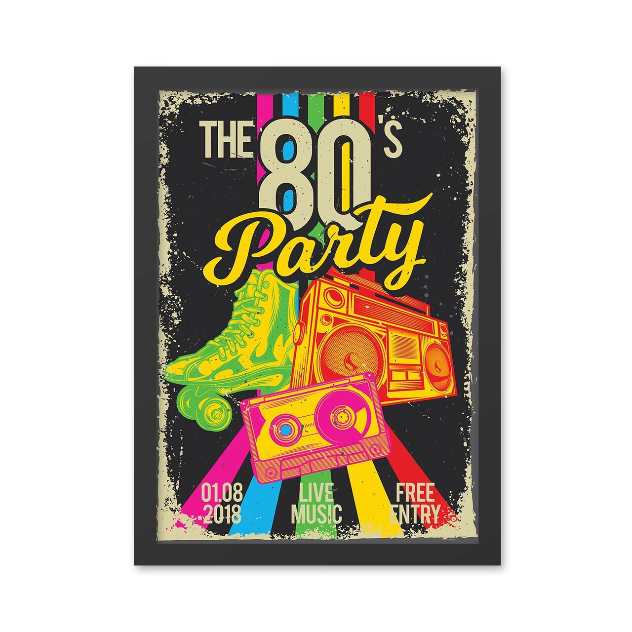 Tablou decorativ, The 80's Party (40 x 55), MDF , Polistiren, Multicolor