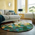 Covor Prism Green/Multi, Flair Rugs, D160 cm, lana, verde/multicolor