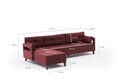 Coltar pe stanga Comfort, Balcab Home, 275x80x80 cm, lemn, rosu