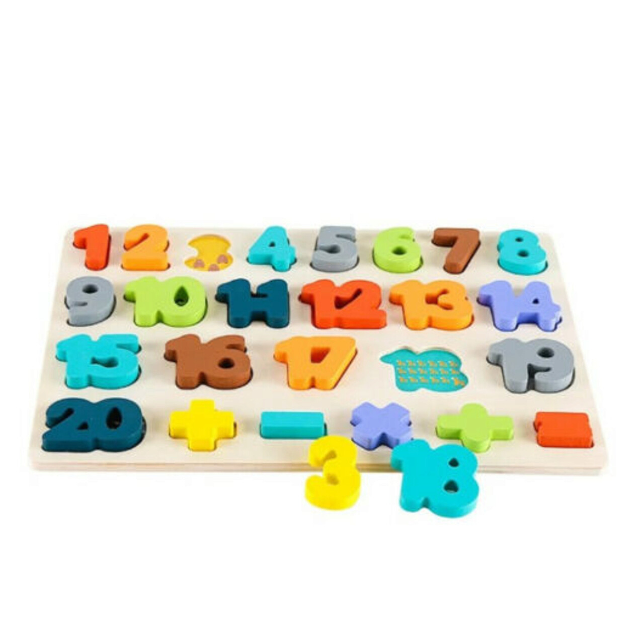 numere in franceza de la 1 la 100 Puzzle incastru din lemn cu numere de la 1 la 20, 26 bucati, Phoohi, PH07J012, multicolor