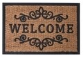 Covoras de intrare Welcome 2 Designs, 60x40 cm, cauciuc si fibra de cocos