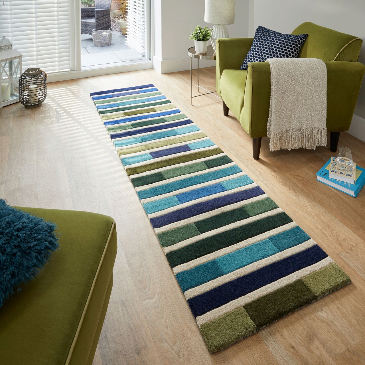 Covor Piano Green/Multi, Flair Rugs, 60x230 cm, lana, verde/multicolor