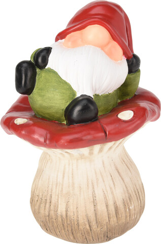 Decoratiune Gnome on Mushroom v1, Excellent Houseware, 14.3x13x19.1 cm, teracota, multicolor