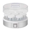 Aparat pentru iaurt, 7 borcane cu capac Jata, 24x12.5 cm/180 ml/20W, inox, transparent