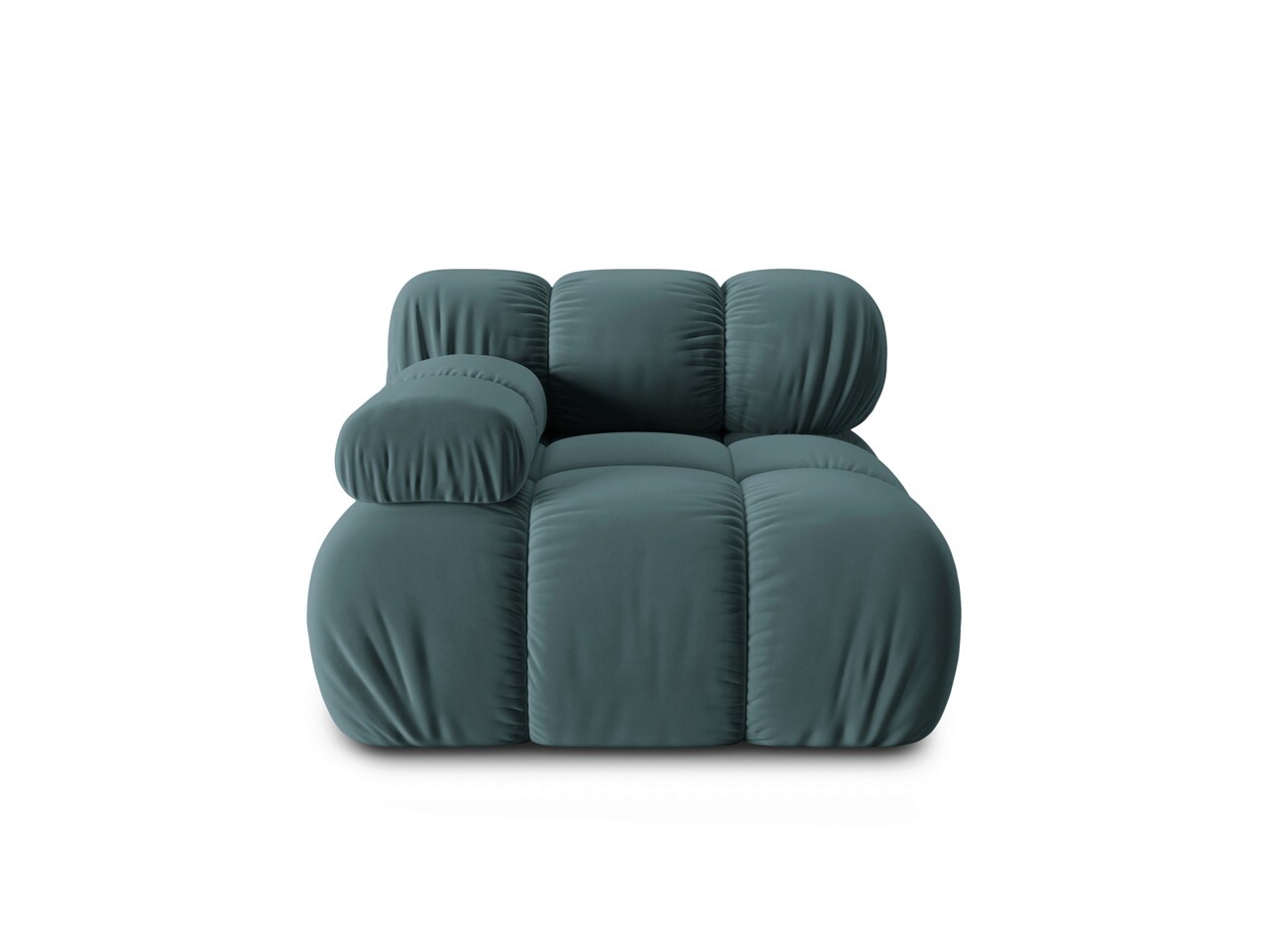 Modul canapea stanga 1 loc, Bellis, Micadoni Home, BL, 94x94x63 cm, catifea, albastru petrol