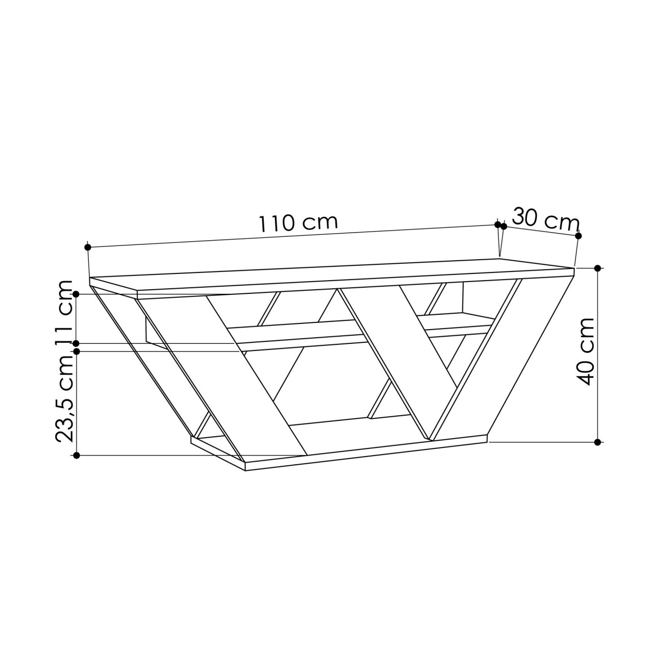 Comoda TV, Homitis, Pipralla - Oak, 40x110x30 cm - 2 | YEO