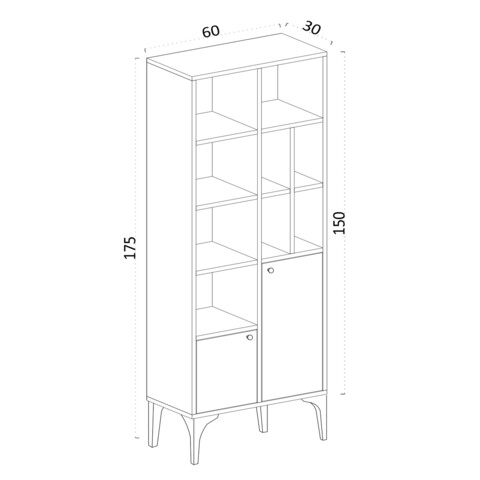 Biblioteca, Emerald, Castor 393MRD1233, 60 x 175 x 30 cm, pal melaminat, stejar