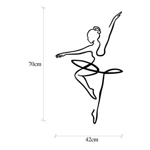 Decoratiune de perete, Ballerina 1, Metal, 70 x 42 cm, Negru