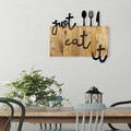 Decoratiune de perete, Just Eat It, Metal/lemn, Dimensiune: 58 x 3 x 52 cm, Nuc / Negru