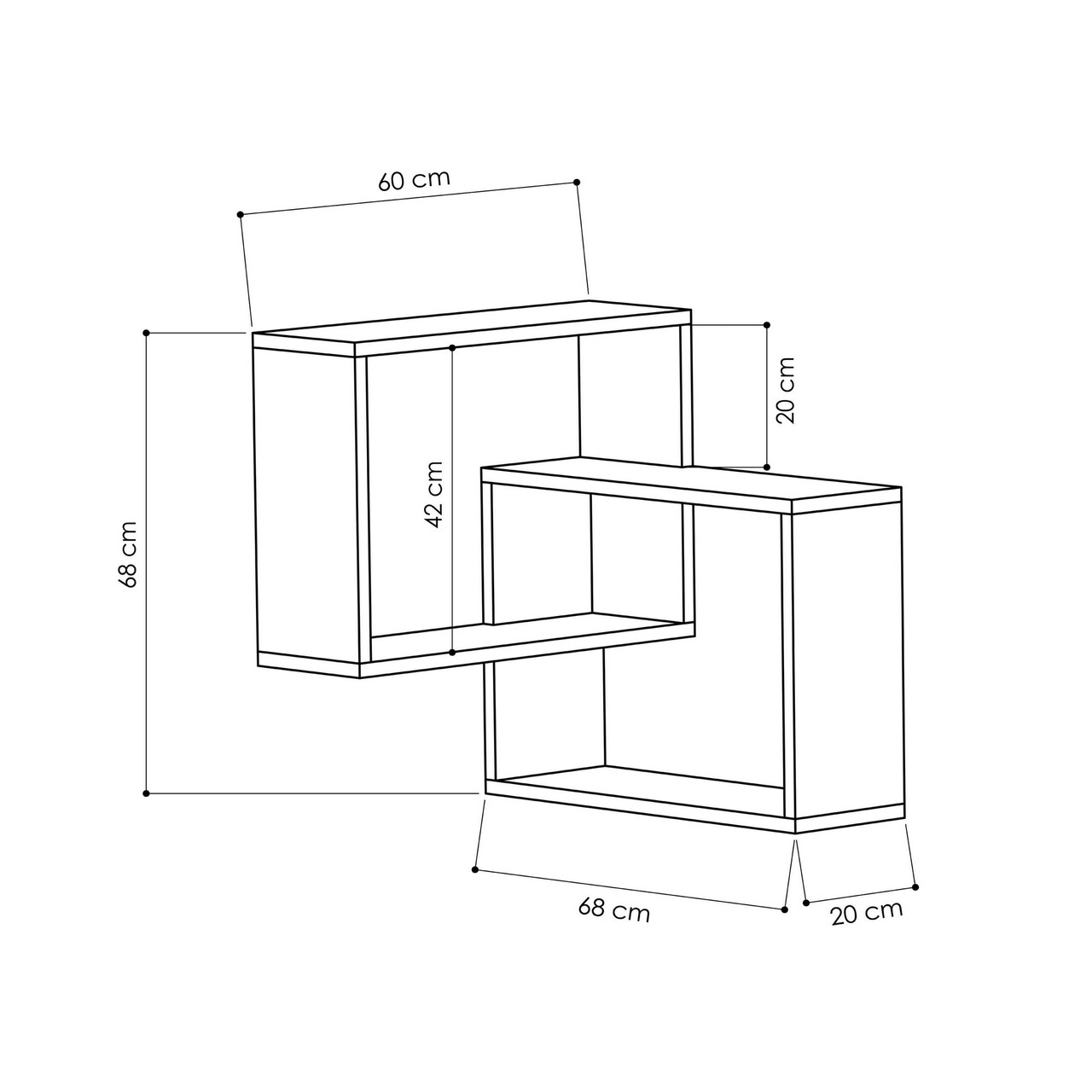 Raft pentru perete Ring, Homitis, 68x60x68 cm, light mocha/antracit - 2 | YEO