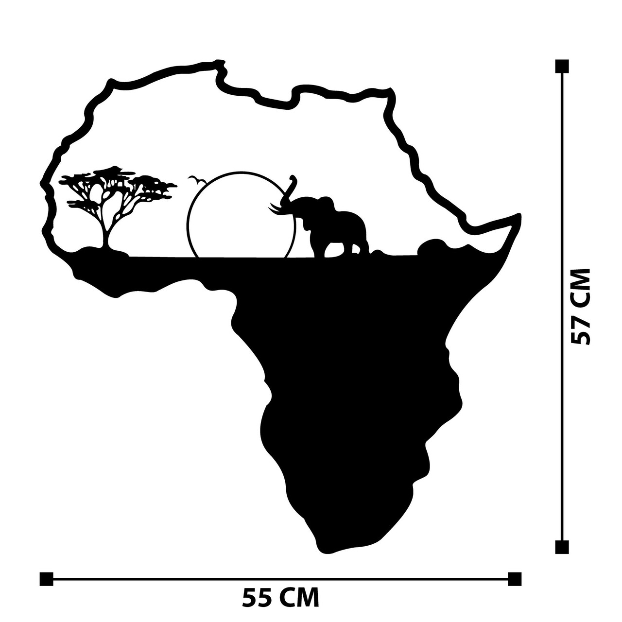 Decoratiune de perete, African 1, metal, 55 x 57 cm, negru