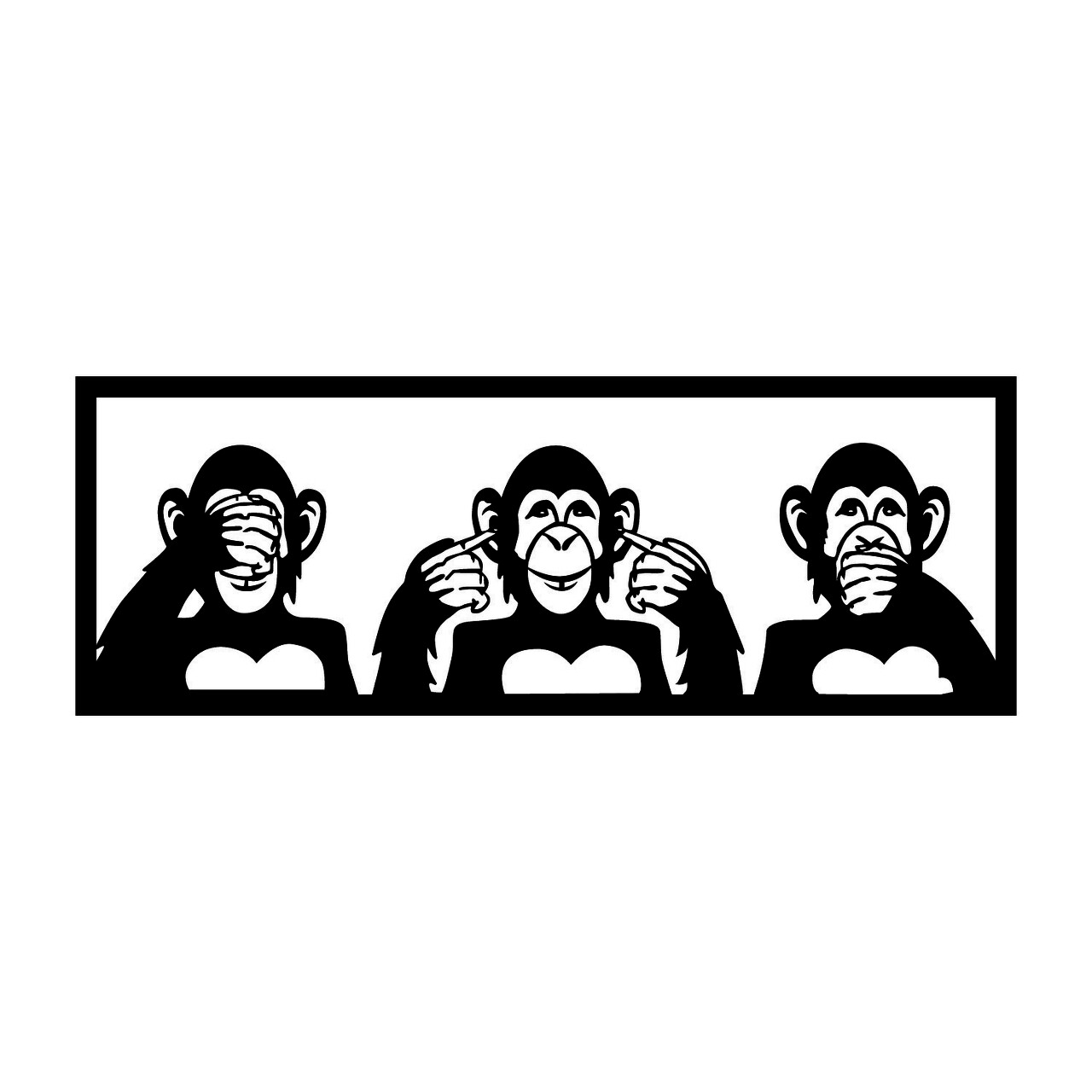 Decoratiune de perete, Three Monkeys - M, Tanelorn, 70x25 cm, metal