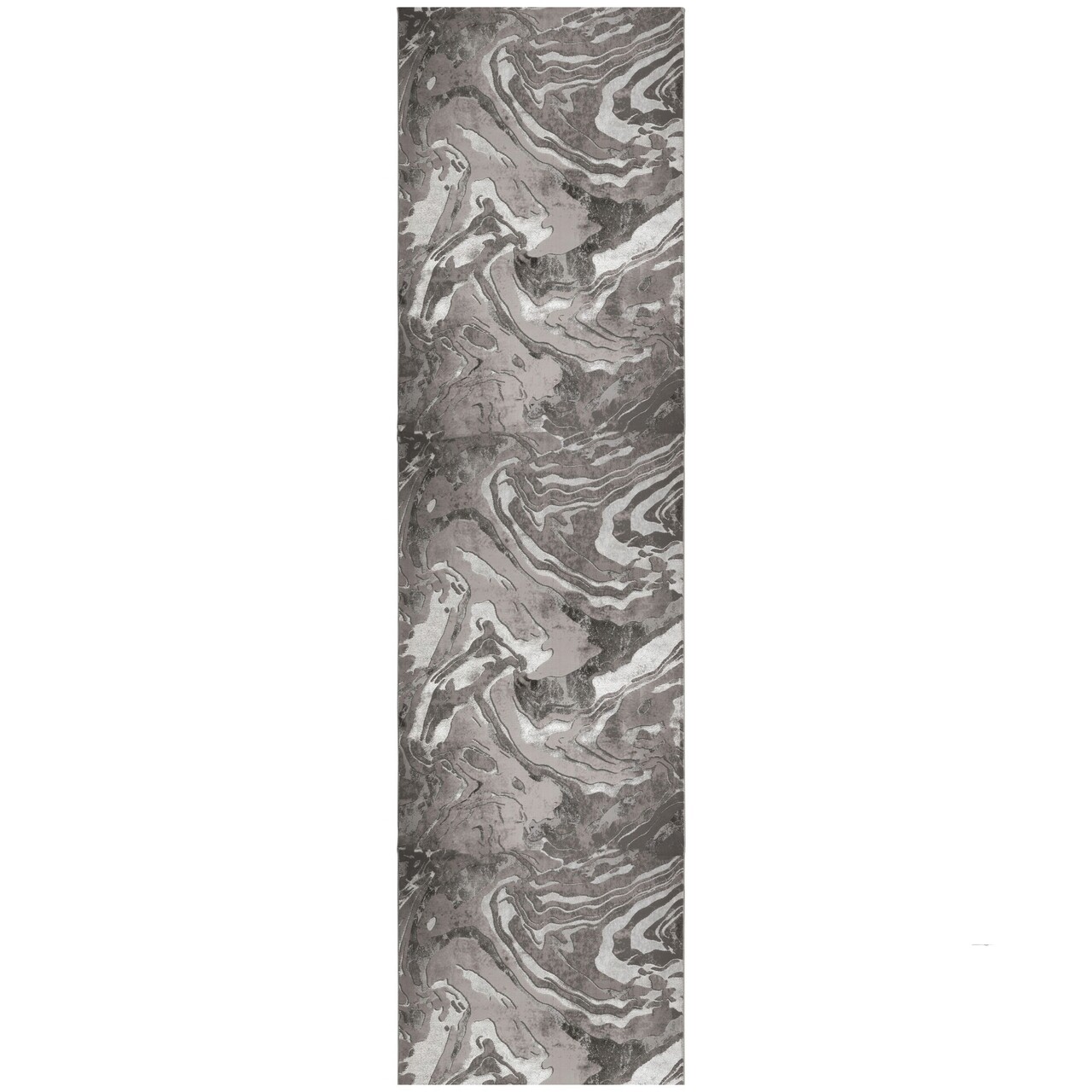 Covor Marbled Silver, Flair Rugs, 60x230 cm, polipropilena/poliester, argintiu