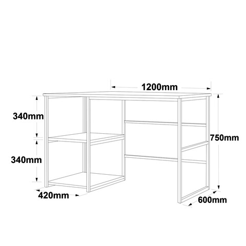 Birou, Locelso, VG23, 120 x 75 x 60 cm, pal melaminat/metal, alb/auriu