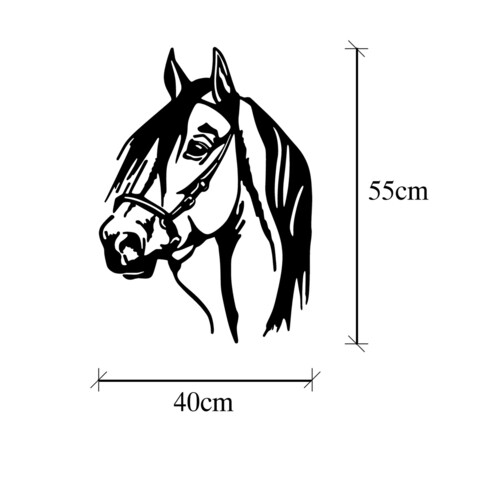 Decoratiune de perete, Horse Head, Metal, Dimensiune: 40 x 55 cm, Negru