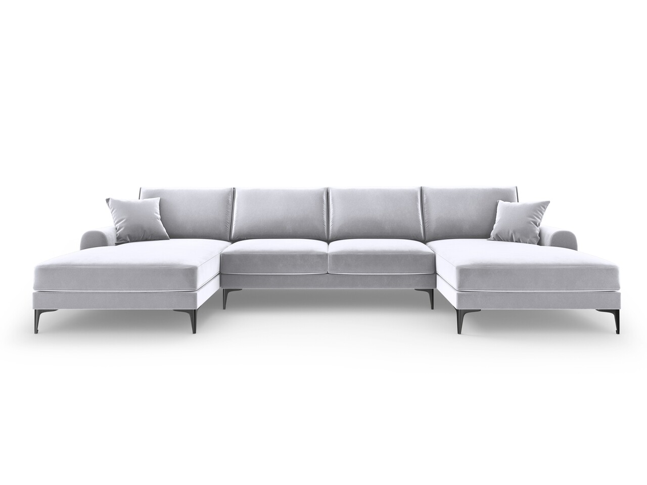 Coltar panoramic, Madara, Mazzini Sofas, 6 locuri, 334x182x90 cm, catifea, argintiu - 2 | YEO