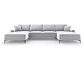 Coltar panoramic, Madara, Mazzini Sofas, 6 locuri, 334x182x90 cm, catifea, argintiu