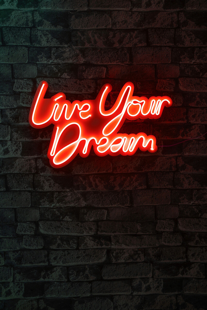 Decoratiune luminoasa LED, Live Your Dream, Benzi flexibile de neon, DC 12 V, Rosu - 1 | YEO