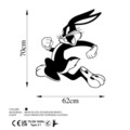 Decoratiune de perete, Bugs Bunny 2, Metal, Dimensiune: 62 x 70 cm, Negru