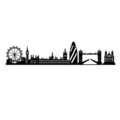 Decoratiune de perete, London Skyline, Metal, 105 x 18 cm, Negru