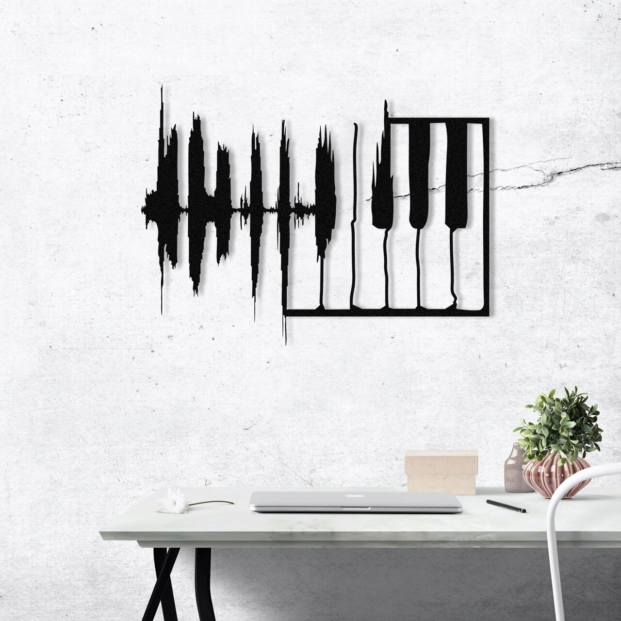 Decoratiune de perete, My Music v2, metal, 70 x 53 cm, negru - 2 | YEO