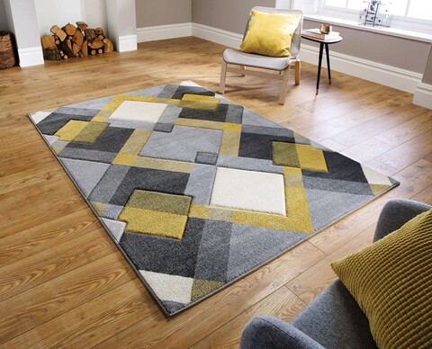 Covor Nimbus Grey/Ochre, Flair Rugs, 160x230 cm, polipropilena, gri/ocru