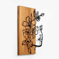 Decoratiune de perete, Woman Floral Face, Lemn/metal, Dimensiune: 41 x 58 cm, Nuc / Negru