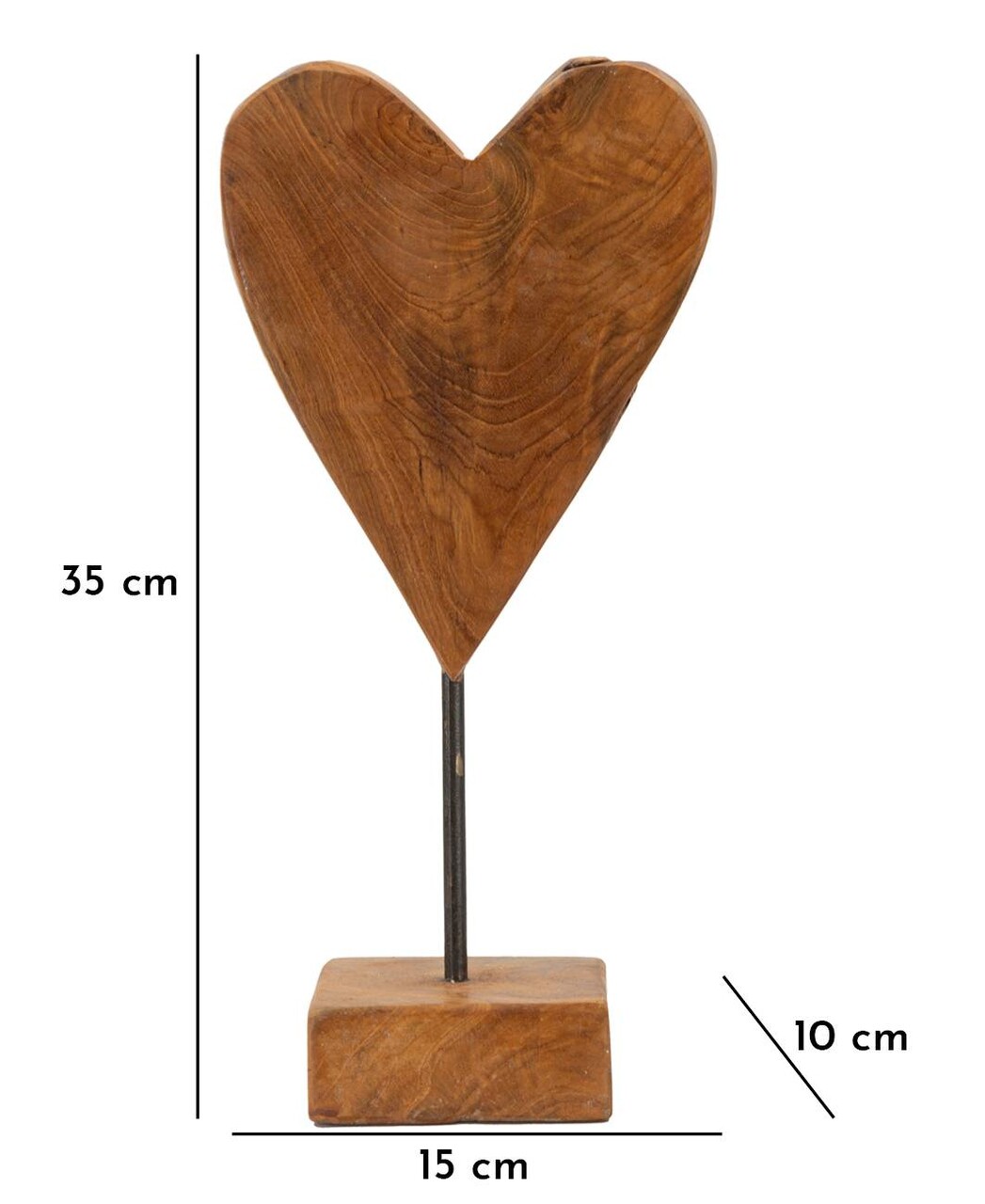 Sculptura decorativa Heart, Mauro Ferretti, 15x10x35 cm, tec reciclat, lucrat manual, model unicat, maro - 1 | YEO