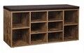 Bancheta cu pantofar Vasagle, Dark Brown, 10 compartimente, 104 x 30 x 48 cm, PAL, maro rustic