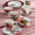 Set pentru ceai sau cafea 12 piese Peony, Ambition, 6 persoane, 220 ml, portelan, multicolor