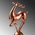 Decoratiune, Deer Pose, 15x57x21 cm, Poliester, Bronz