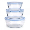 Set 3 caserole, Vivalto, 400 ml, 580 ml, 860 ml, sticla/silicon