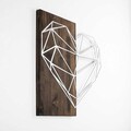 Decoratiune de perete, Heart, 50% lemn/50% metal, Dimensiune: 58 x 58 cm, Nuc / Argint