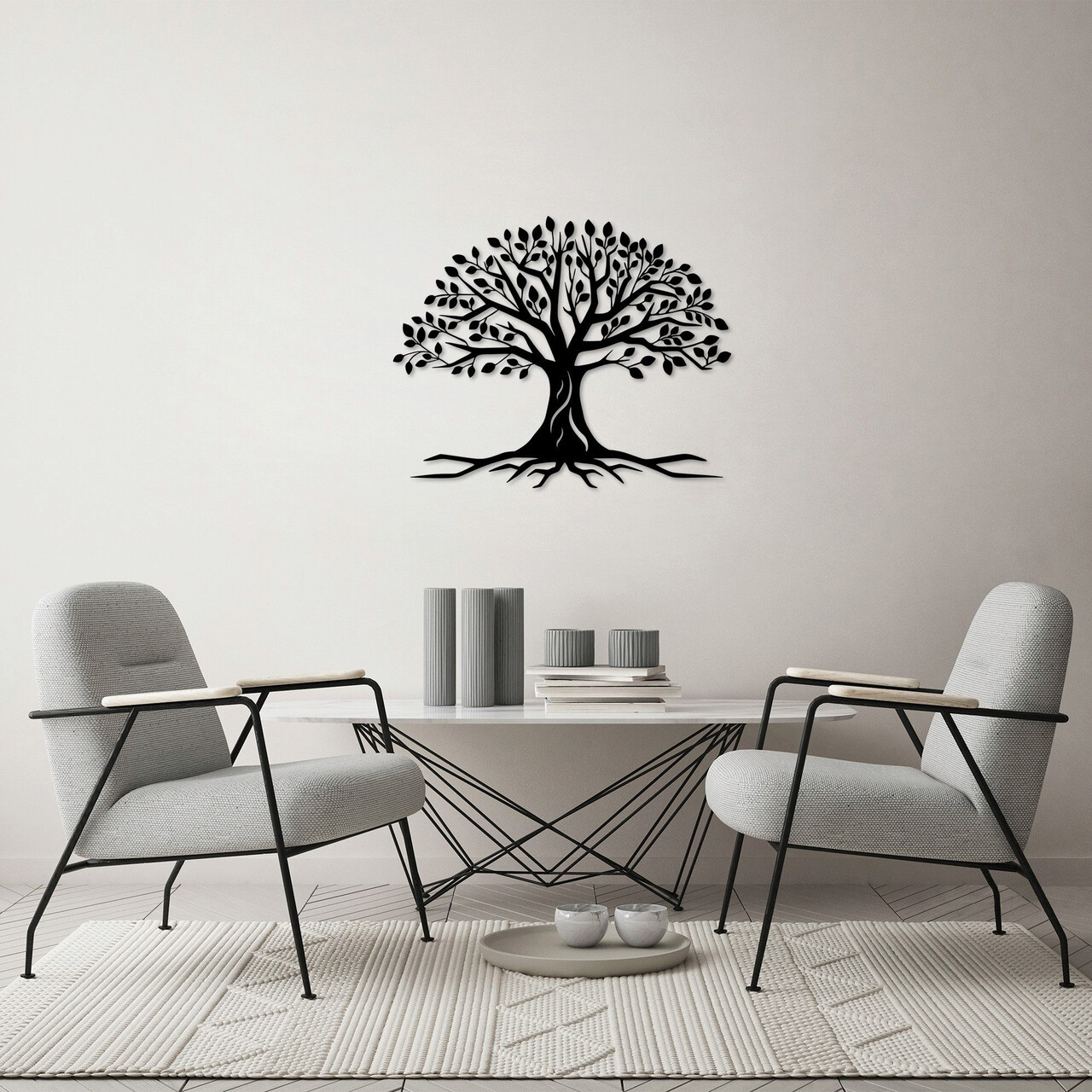 Decoratiune de perete, Monumental Tree 12, Metal, Dimensiune: 70 x 44 cm, Negru - 2 | YEO