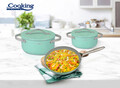 Set de gatit 5 piese Creta, Cooking by Heinner, 56x34x14.5 cm, aluminiu, verde