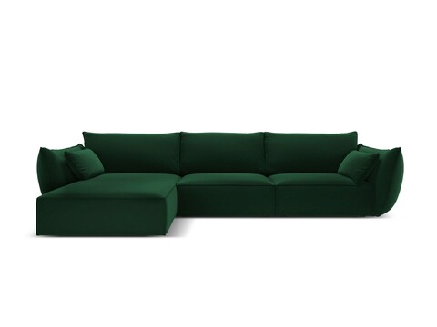 Coltar stanga 4 locuri, Kaelle, Micadoni Home, BL, 308x171x85 cm, catifea, verde bottle