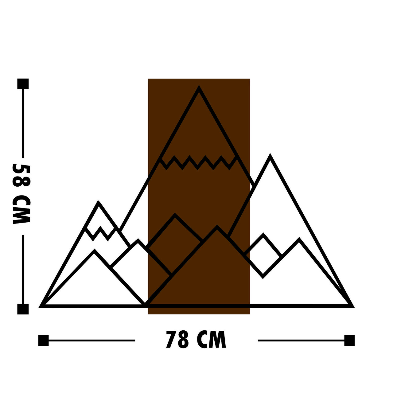 Decoratiune de perete, Mountain, 50% lemn/50% metal, Dimensiune: 78 x 58 cm, Nuc / Negru - 2 | YEO