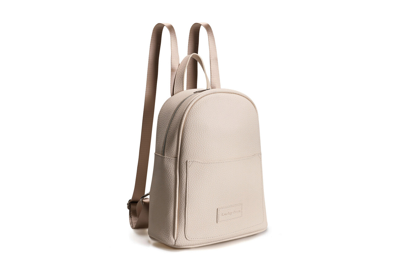 Rucsac, Lucky Bees, 528 Cream, piele ecologica, crem