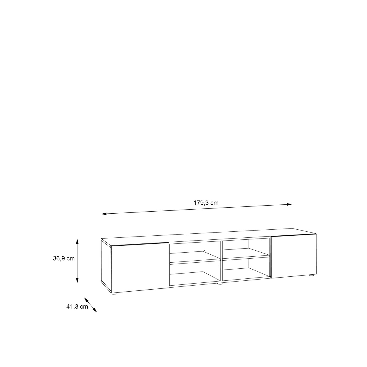 Comoda TV Raalte, Bedora, 179.3x41.3x36.9 cm, PAL, stejar/alb