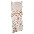 Decoratiune, Owl, Creaciones Meng, 30 cm, lemn de arbore de matase, alb antic