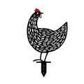 Set decoratiuni pentru gradina, Chickens, Metal, Negru