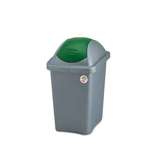 Cos de gunoi Multiplat cu capac batant, colectare selectiva, plastic, 30 L, verde