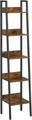 Biblioteca cu 5 rafturi Vasagle Ladder, 33.8x30x170 cm, PAL/otel, maro/rustic